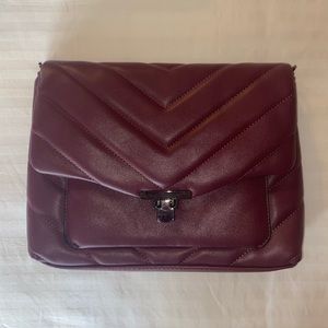 Burgundy Quilted Faux Leather Bag